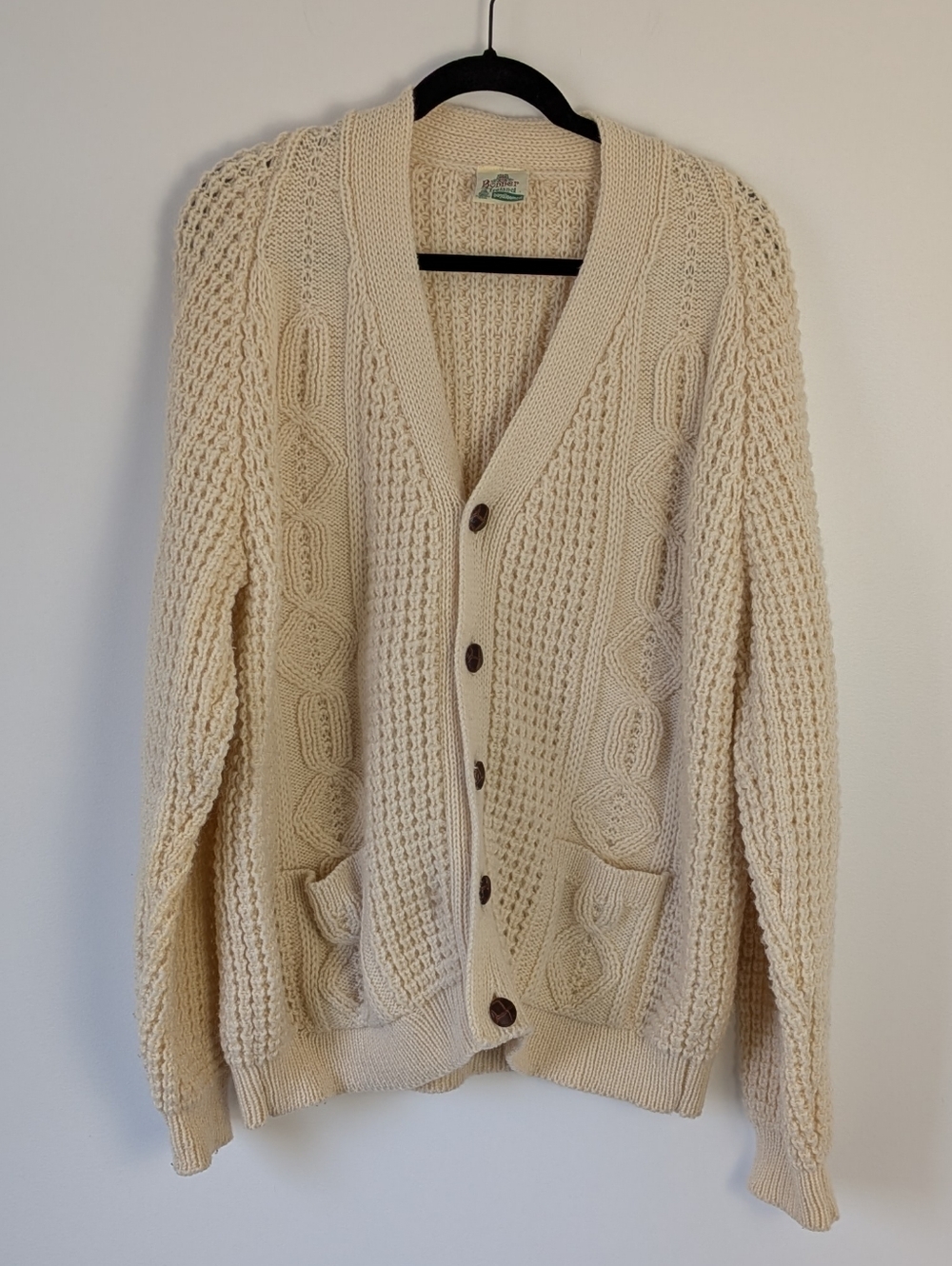 Vintage Bonner Of Ireland Wool Chunky Irish Cableknit Fisherman Sweater XL
